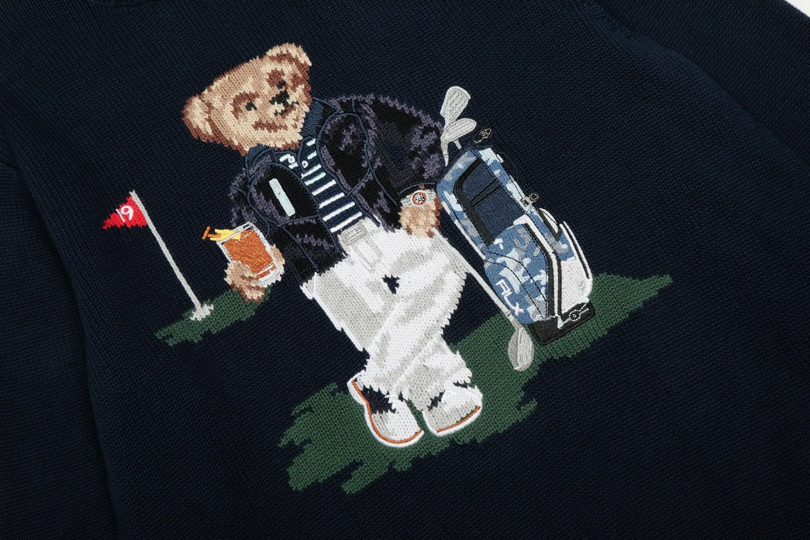 P470 Top quality" Style number: DS880# (not off the shelves all year round) [Ralph Lauren heavy industry bear golf autumn and winter couples knitted crew neck sweater] ✅Ralph Lauren Ralph Lauren classic basic bear heavy craftsman knitted sweater for men and women couples ✅Main supplier platform live broadcast wholesale entity out of stock will be replenished not removed from the shelves ✅ZP quality 1:1 version can scan the code to enter the GF website counter quality ✅detailed quality is the only one in Guangzhou Imported quality cotton yarn Focus on high-end, cost-effective, and good quality. Needless to say, the version is restored to the original version. The maximum size can be worn up to 190 pounds. Loose, comfortable and stress-free. ✅The upper body is simple and easy to match. A must-have for men. Good-looking clothes are never picky. A must-have for couples. Recommended for wardrobe. Size: S-XL Color: Navy